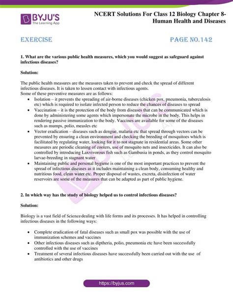 Ncert Solutions For Class 12 Biology Chapter 8 Human Health And Diseases