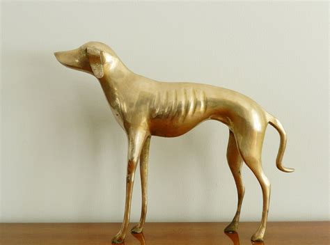 Large Brass Greyhound Whippet Statue Sculpture Dog Figurine Etsy