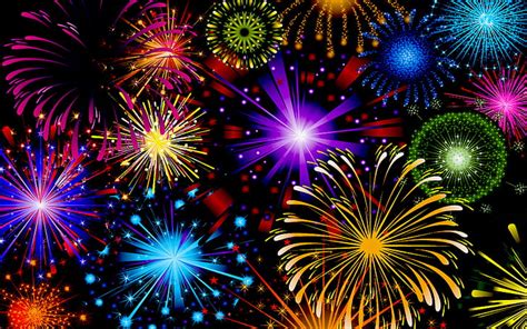 Hd Wallpaper Celebration Fireworks In Red Blue Yellow And Green Color
