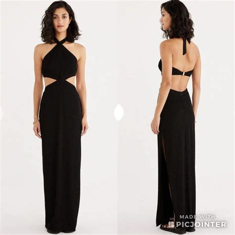 Rumer Dresses Rumer Halter Neck Cassidy Cut Out Black Ribbed Maxi