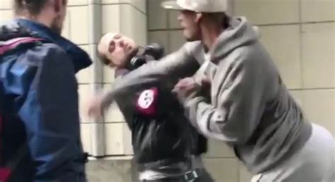 man wearing nazi armband punched unconscious by anti fascist hours after facebook appeal