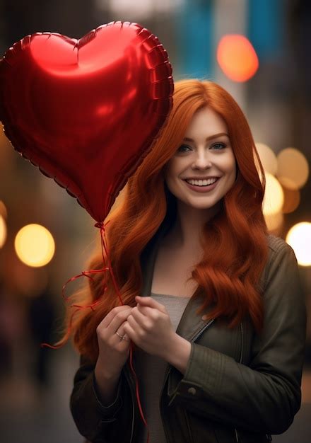 Free Photo Woman Holding Heart Shaped Balloon