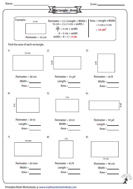 Rectangle worksheets