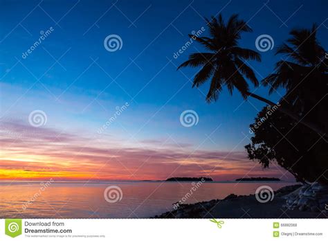 Crimson Sunset Over The Sea Maldives Stock Photo Image Of Rest