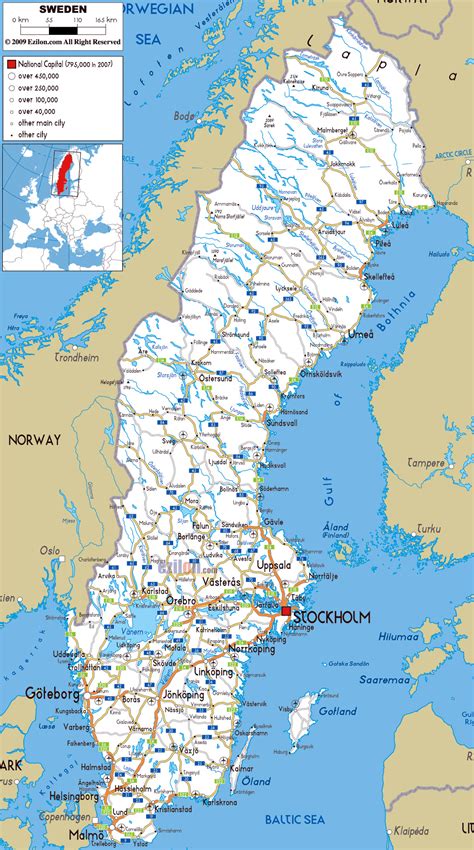 Large Road Map Of Sweden With Cities And Airports Sweden