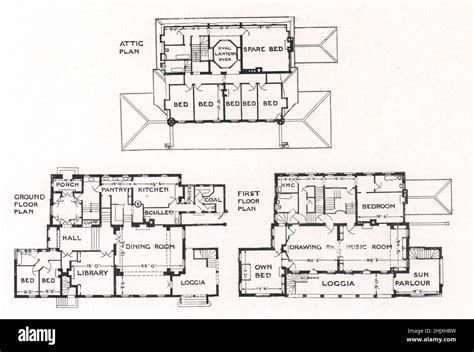 House At Englefield Green Surrey Attic Plan Ground Floor Plan First