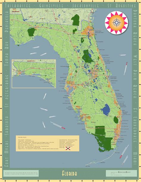 Florida Wall Map The Map Shop Florida Wall Map Printa