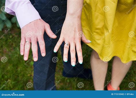 Closeup View Of Married Couple Holding Hands Stock Photo Image Of