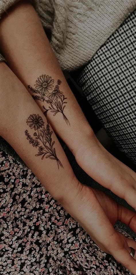 30 Beautiful Flower Tattoo Ideas Matching Sister Wild Flower Tattoos