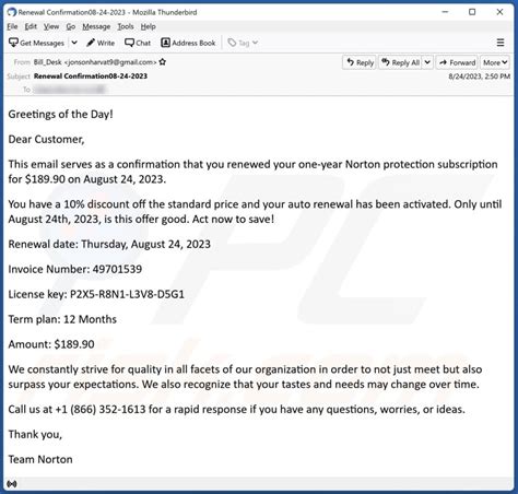 Norton Subscription Renewal Confirmation Email Scam Removal And Recovery Steps Updated