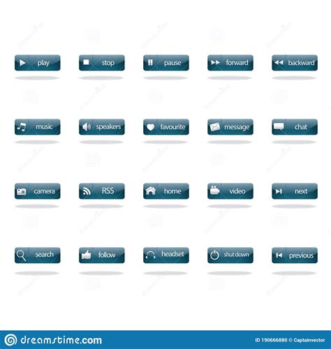 Collection Of Media Player Buttons Vector Illustration Decorative