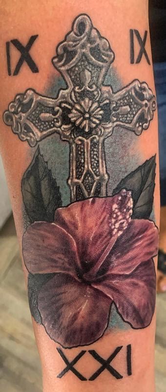 Unify Tattoo Company Tattoos Realistic Cross With Flower