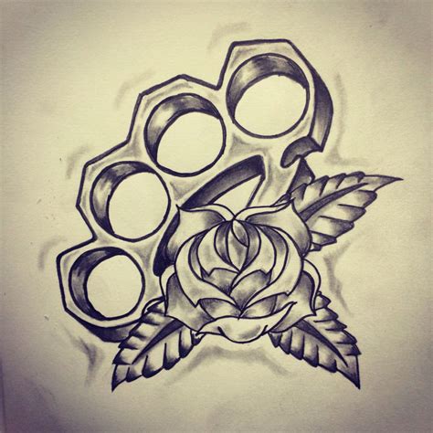Traditional Brass Knuckle Rose Tattoo Sketch By Ranz Gangsta
