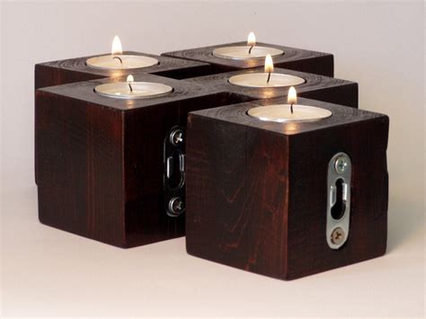 Block Wood Candle Holders By Gfout On Etsy