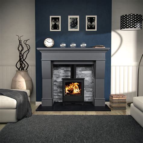 Grey Marble Fireplace Surround Multi Fuel Stove Gas Electric Furniture