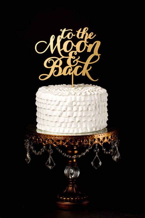 Adorably Unusual Wedding Cake Toppers To The Moon And Back Naked Wedding Cake Gold Cake