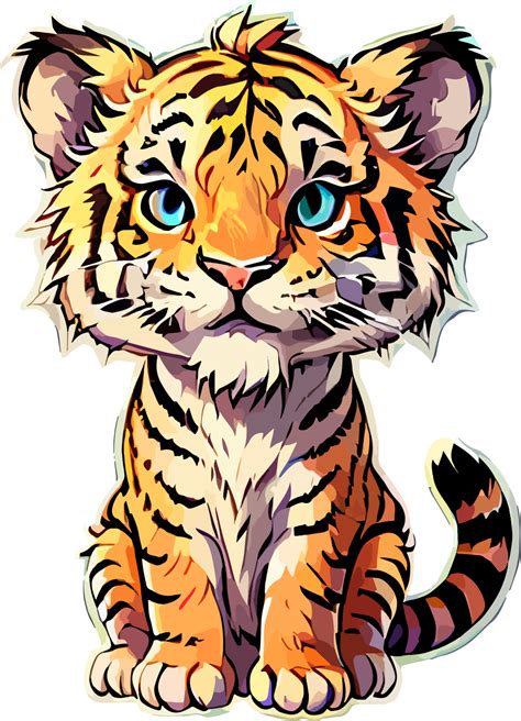 Cute Little Tiger Cartoon Ai Generative 26792762 Png