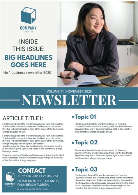 Business Newsletter Magazine Template Postermywall