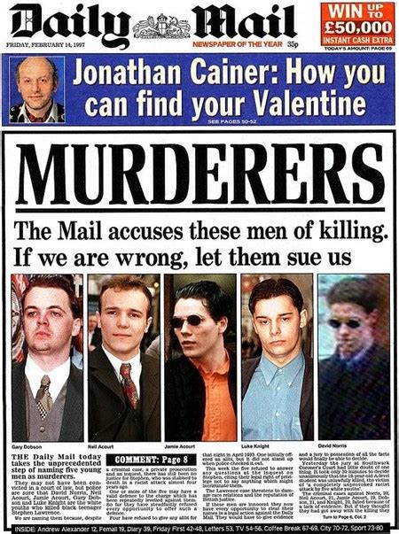 Daily Mail Wins Praise For Stephen Lawrence Campaign Media News