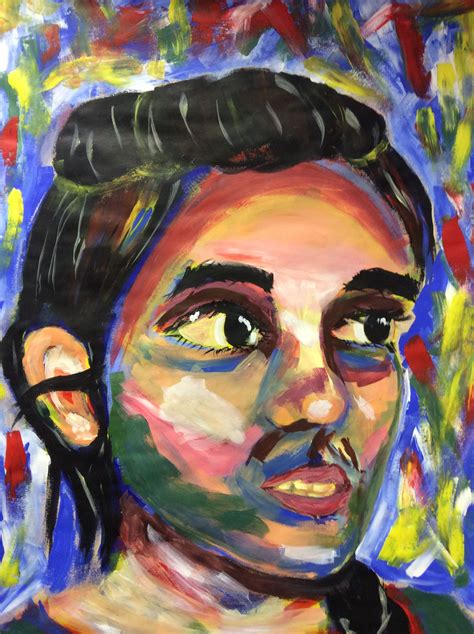 Yr12 Expressive Self Portrait In Acrylic Artist Painting Young Artist