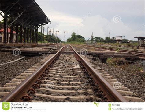 Main Line Train Track Switches And Yard Stock Image Image Of Parallel