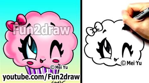 kawaii cupcake how to draw kawaii food super easy fun2draw online art tutorials youtube