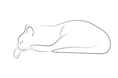 How To Draw A Simple Cat Lying Down