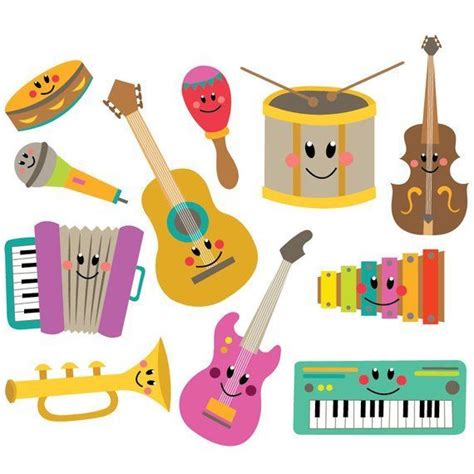 Musical Instruments Clipart And Vector Set Instant Download