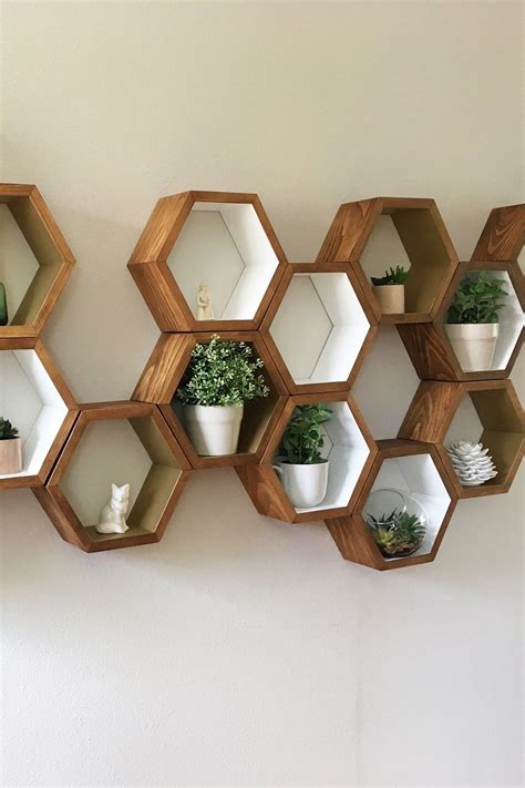 Mid Century Shelves Honeycomb Shelving Hexagon Wall Shelf Etsy