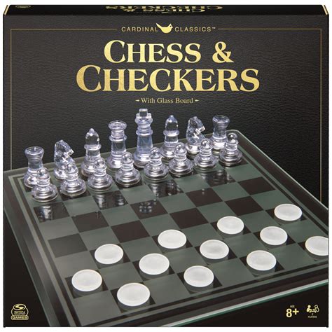 Clear Chess And Checkers Set With Glass Gameboard For Adults And Kids