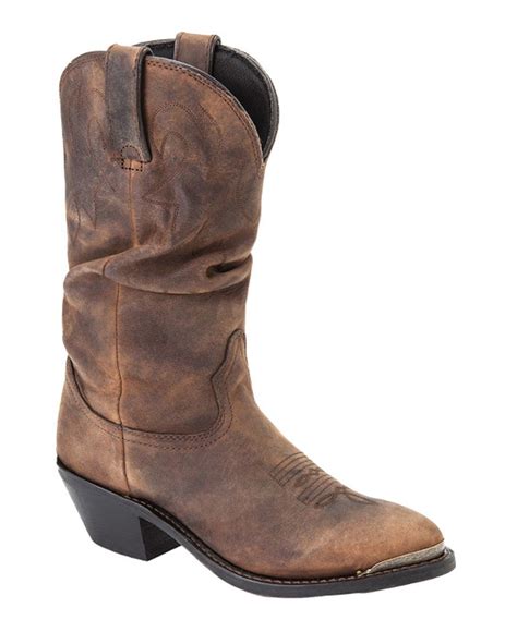 Durango Dark Brown Distressed Slouch Leather Pointed Cowboy Boot