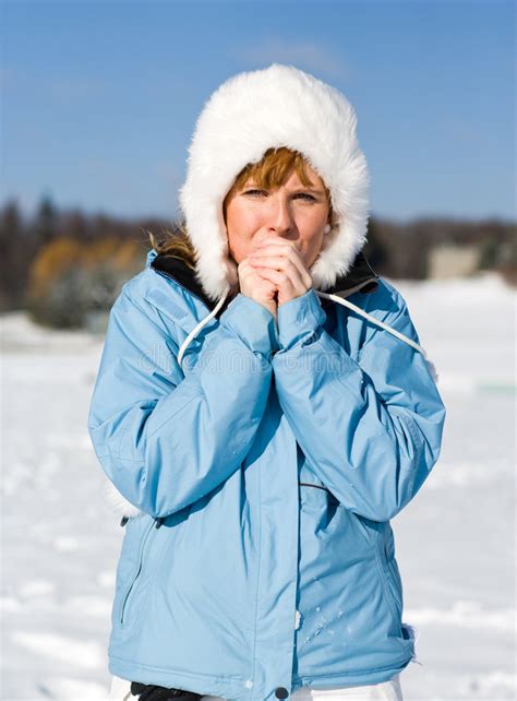 Woman Feels Cold Stock Image Image Of Freeze Snow Blue 3870307