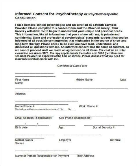 Free 7 Sample Psychology Consent Forms In Pdf Ms Word