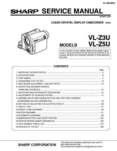 Sharp Vl Z3vl Z5 Service Manual Download Schematics Eeprom Repair