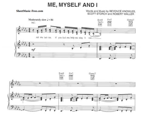 Beyonce Me Myself And I Free Sheet Music Pdf For Piano