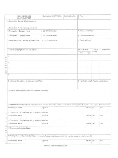 Free Non Hazardous Waste Manifest Form Fill Out And Sign Online Dochub