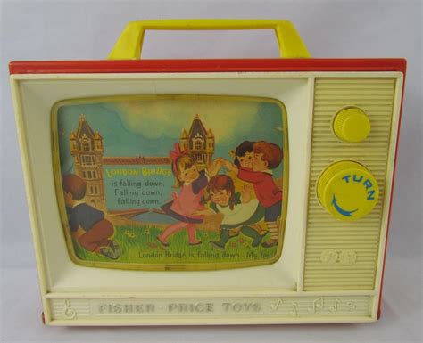 Vintage 1966 Fisher Price 114 Two Tune Music Box Tv London Bridge Row