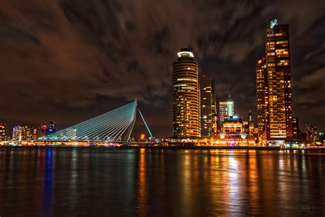 Rotterdam Skyline Night Rotterdam Skyline Rotterdam Netherlands