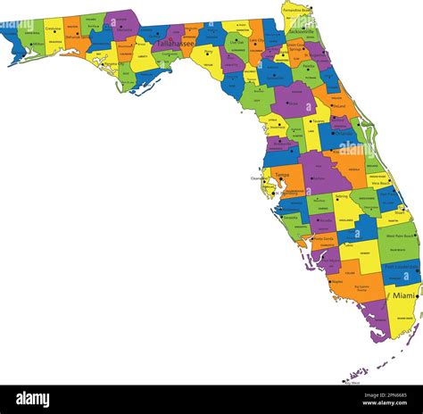 Colorful Florida Political Map With Clearly Labeled Separated Layers