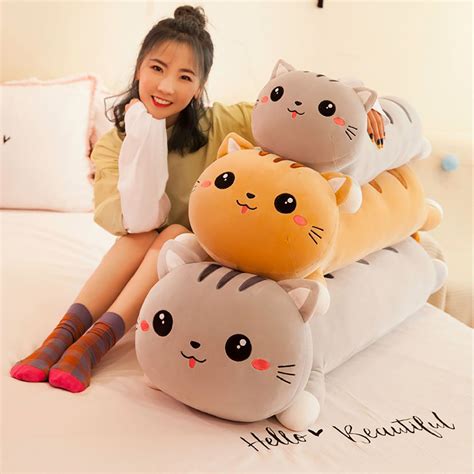 50cm Kawaii Lying Cat Soft Plush Pillow Down Cotton Stuffed Lovely