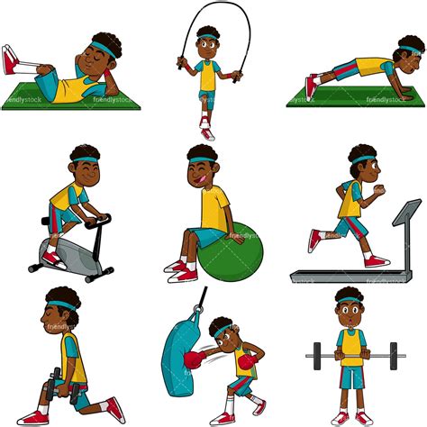Black Man Working Out Vector Collection Friendlystock