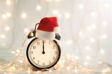 New Year Alarm Clock Showing Midnight Time Stock Photo Image Of