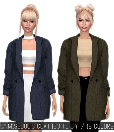 Simpliciaty M1ssduos Coat Converted Form Ts3 To Ts4 • Sims 4