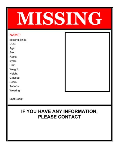 Red Missing Person Poster Template Download Printable Pdf Templateroller