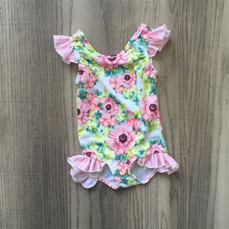 New Arrivals Baby Girls Swimsuit Pink Green Floral Swimsuit Hot
