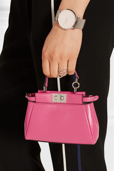 Lyst Fendi Peekaboo Micro Leather Shoulder Bag In Pink