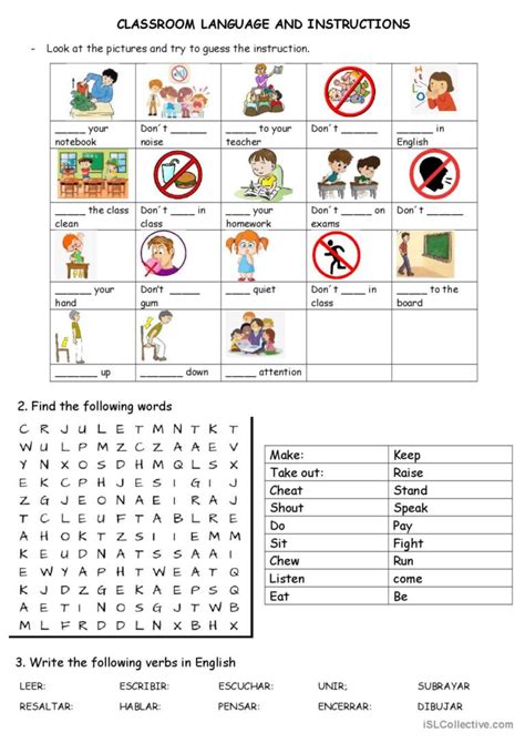 Classroom Language And Instructions English Esl Worksheets Pdf And Doc