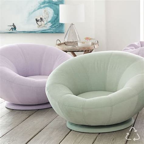 Chenille Washed Pool Groovy Swivel Chair Comfy Bedroom