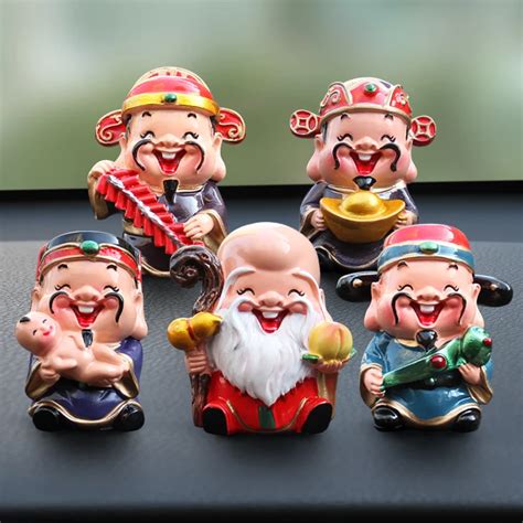 Chinese God Of Wealth Small Resin Crafts Living Room Store Figurine