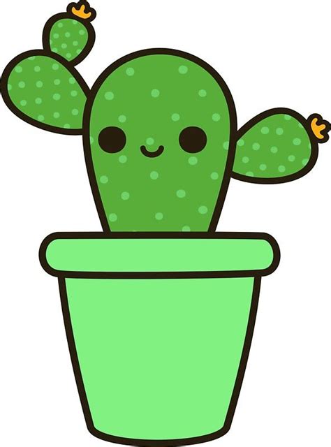 Cute Cactus In Green Pot Sticker By Peppermintpopuk In 2021 Cute